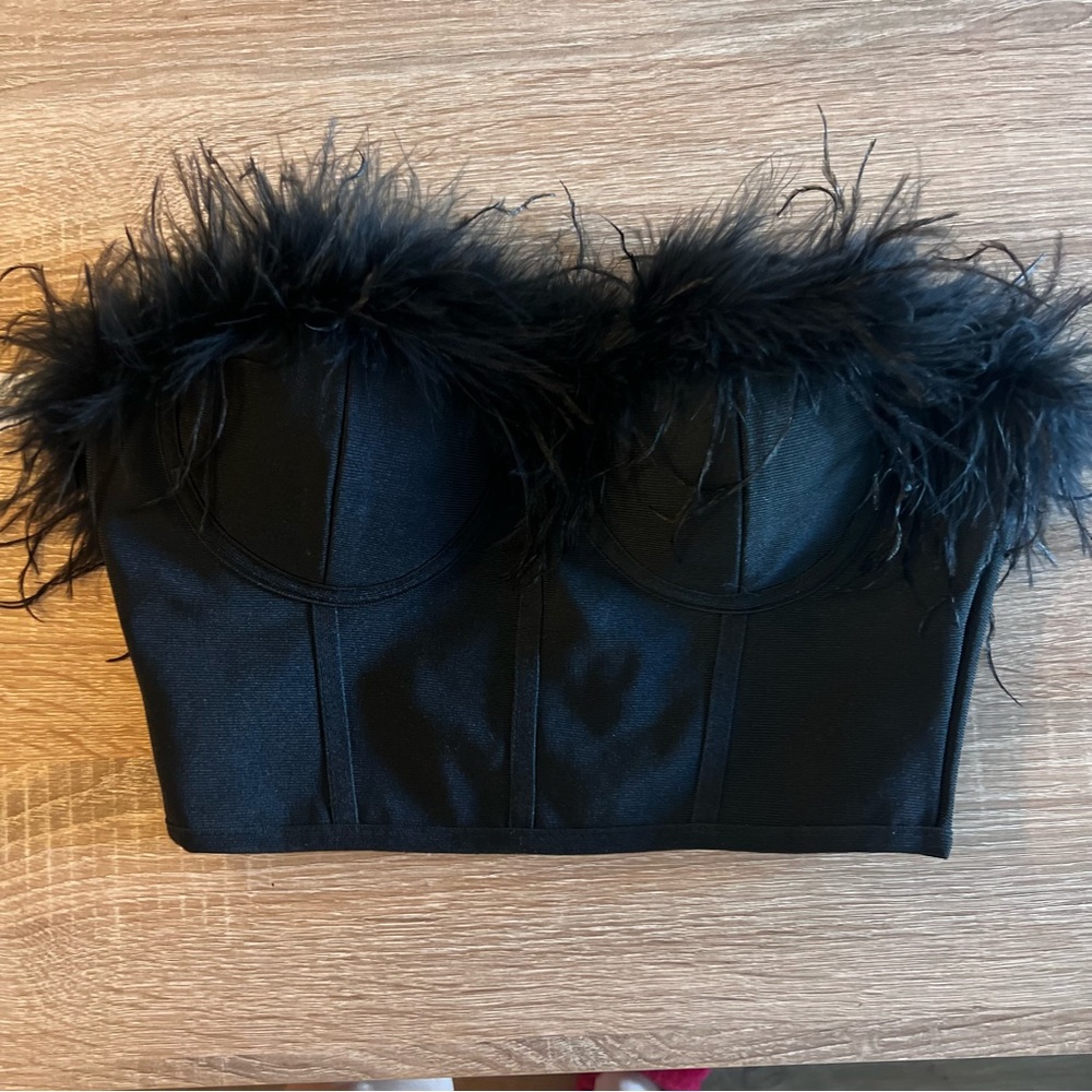 Superdown Revolve Fur Trim Corset